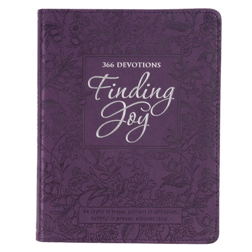 Finding Joy - 366 Devotions, Purple Floral Faux Leather Devotional for Women