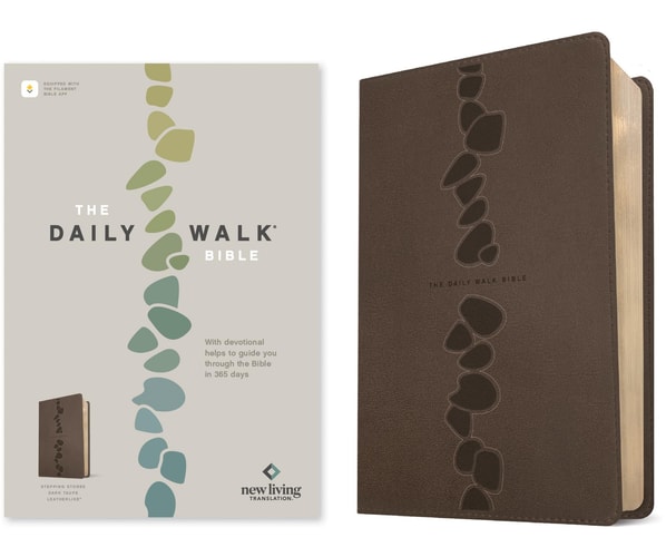 The Daily Walk Bible NLT, Filament Enabled (LeatherLike, Stepping Stones Dark Taupe)