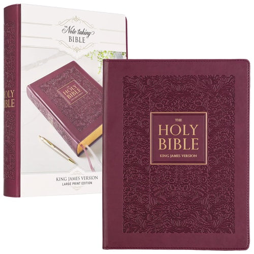 KJV Holy Bible, Large Print Note-taking Bible, Faux Leather Hardcover King James Version, Plum