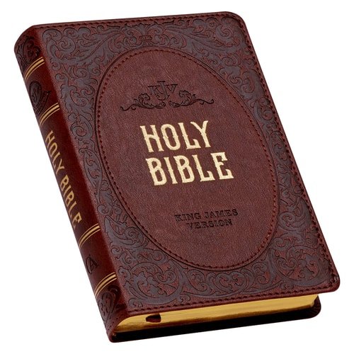 KJV Holy Bible, Compact Medium Brown Faux Leather w/Ribbon Marker, Red Letter, King James Version